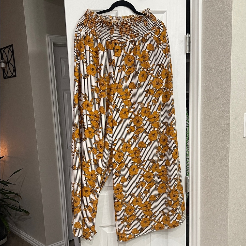 BUCKETLIST Yellow Floral Wide Leg Pants